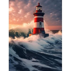 Ayuhr-5d Diamond Painting Kits Tour De Mer, Diy Diamant Peinture Point De Croix Broderie Paysage, Strass Complet Image Arts Pour Peinture Salon Chambre Décoration Sticker Mural 30x40cm - Neuf