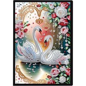 Carnet De Notes 5d Diy Peinture Diamant Broderie Diamant Carnet De Notes A5 &Agrave; Couverture Rigide Diamond Painting Carnet De Croquis De Cygne Bloc Notes A5 Strass Paysage De Cygne - Neuf