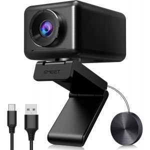 Webcam 1080P - Jupiter Ai Gesichtserkennung Webcam, Webcam Full Hd Mit Lautsprecher, 96 &deg; Sichtfeld, Webcam Mit Lichtkorrektur, Plug & Play, F&uuml;r Win10, Mac Os X, Linux, Skype, Zum Konferenz - Neuf