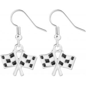 Boucle D Oreille Damier, Noir Et Blanc Boucles D'oreilles Pour Femmes Boucle D'oreille &Agrave; Breloques De Course Boucles D'oreilles De Course Cadeaux Pour Le Jour De La Course - Neuf