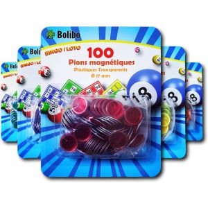 Eryi-Jeton Loto Magnétique - 100 Pions Magnétiques - 17 Mm De Diamètre - Coloris Au Choix - Bleu, Orange, Jaune, Vert, Rouge, Violet - Bingo (Rouge) - Neuf