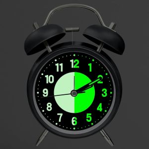 KAL-Réveil Double Cloche Avec Veilleuse, Aiguilles Vintage Retro Silencieuse Sans Tic-Tac, Lumineux Quartz Pour Les Gros Dormeurs, Fonctionne À Piles (Noir) - Neuf