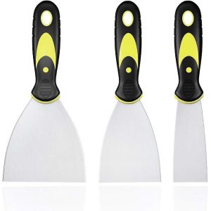 Ensemble De 3 Spatules &Agrave; Mastic Antirouille, Spatule &Agrave; Peinture En Acier Inoxydable Avec Manche En Plastique, Spatule &Agrave; Pl&acirc;tre Antirouille, Grattoir, Couteau &Agrave; Palette - Neuf