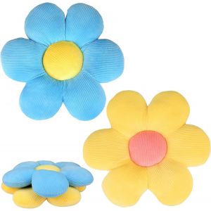 Cauc-2 Pcs Coussin Fleur, 40cm Coussin De Si&egrave;ge En Forme De Fleur, Tapis De Sol Coussins De Si&egrave;ge Canap&eacute; Pour La Maison, Le Canap&eacute; Et La Voiture(Bleu) - Neuf