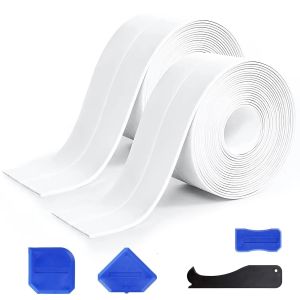 Checarzhn--No1-Bande De Calfeutrage Auto-Adhésif 2 Rouleaux Avec Outil De Grattoir En Silicone 4 Pièces Imperméable Pour Cuisine Salle De Bains Toilette Douche - Neuf