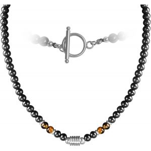 Trahoo-Collier De Perles En Oeil De Tigre Collier De Perles Pour Hommes 47/52/56/58cm ?il De Tigre Obsidienne Collar Homme Perle Noire Pour Homme Garçon 6/8/10mm - Neuf