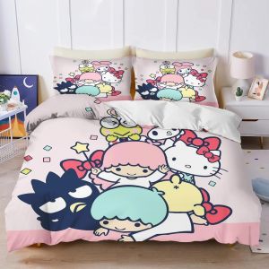 Parure De Lit 3 Pieces Sanrio Hello Kitty Kuromi, Housse De Couette, Parure De Lit Double, King Size, 3d, Pour Enfant - Neuf