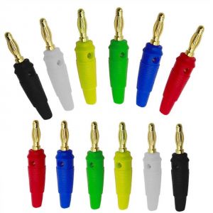 Fiches Banane 4mm Connecteur 20Pcs Cuivre Pur Plaqu&eacute; Or pour la Vid&eacute;o Musicale C&acirc;ble de haut-Parleur Fil - Couleur Blanche - Neuf