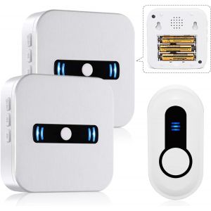 Kalanka-Sanjie Sonnette Sans Fil &Agrave; Piles, &Eacute;tanche Ip55, Pour L'ext&eacute;rieur, Avec 55 M&eacute;lodies Sur 5 Niveaux De Volume, 2 R&eacute;cepteurs, 1 &Eacute;metteur - Neuf