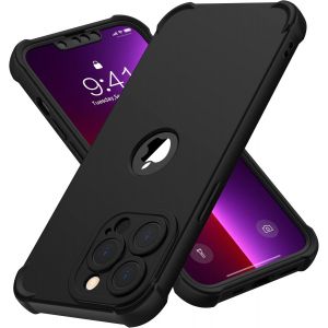 Brs-Coque Pour Iphone 13 Pro Max + 2 Pièces Verre Trempé Protection Écran, 2 En 1 Antichoc Souple Tpu Arrière Rigide Pc Avant Housse De Protection Pour Iphone 13 Pro Max Case 6,7"" Noir - Neuf