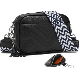 RFCBC-Sac Bandoulière Femme Cuir Petit Sac Bandouliere Sac A Main Femmes Bandoulieres Noir Sacs à Bandoulière Avec Bandoulière de 5 cm de Large Avec Porte Monnaie - Neuf