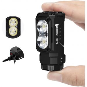 HLJHJ-E7 EDC Lampe de poche rechargeable 1800 lumens, petite lampe de poche super lumineuse, 6 modes, lampe torche étanche IP68 intégrée pour les urgences, le camping - Neuf