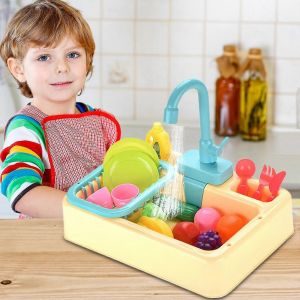 Lot de 19 jouets d'évier de cuisine avec eau courante, cadeaux éducatifs pour filles et garçons, haute qualité - Neuf