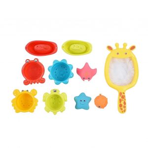 Jouets De Bain Pour Enfants, Gobelets Empilables, Filet De Pêche, Bateau, Jouet De Bain Éducatif Coloré Pour Bébé - Neuf