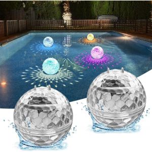 Sansh-2pcs Lampe Solaire Piscine Flottante, Lampe Flottante Piscine Avec 8 Modes, Ip68 Étanche, Lampe Solaire Piscine, Lumiere Solaire Piscine, Lumiere Piscine Hors Sol Pour Spa Piscine Jardin Fête - Neuf