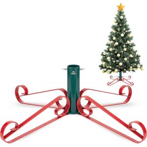 Pied de Sapin de Noel Artificiel: Support pour Sapin de Noël Metal Socle Pied de Sapin Artificielle Christmas Tree Stand Artificial - Jusqu'à 2.5m Diamètre 1.8-3.5 cm Grace Rouge - Neuf