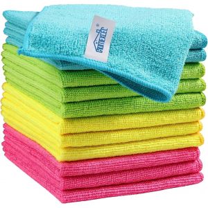 Kalanka-Lot De 12 Chiffons De Nettoyage En Microfibre, 4 Couleurs Assorties, 29 X 29 Cm (Vert/Bleu/Jaune/Rose) - Neuf