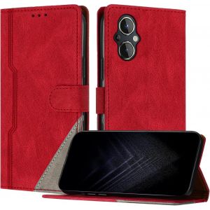 Kal-Étui Pour Oneplus Nord N20 5g, Housse En Cuir Pu Avec [Protection Antichoc Tpu] [Fonction Support] [Porte-Cartes ] Antichoc Magnétique Coque Pour Oneplus Nord N20 5g - Rouge - Neuf