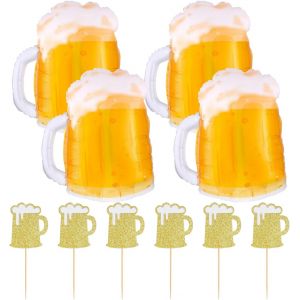 ChicSlick-4 Ballons À Bière, 6 Inserts De Gâteau À La Bière, Ballons Géants Pour Chope De Bière, Ballons De Décoration D'Anniversaire, Ballons De Fond Photo, Adaptés Aux Anniversaires, Soiré[X1460] - Neuf