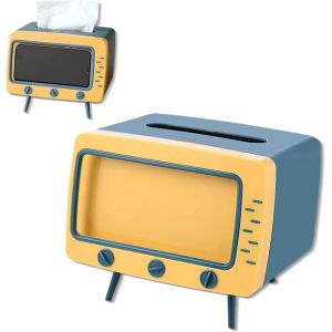 Jaune Tissu Couvercle de la Boîte (7.28 x 5.70 x 6.29 pouces) Rétro TV Titulaire Téléphone pour Tous les Téléphones Unique et Multi-Fonction Boîte de Tissus Titulaire pour la Cuisine - Neuf