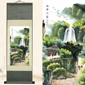 Eryi-Decoration Chambre Poster Murale Affiche Decoration Murale Chambre Asiatique Peinture Sur Soie Peinture De Paysage Affiche Murale Pour Decoration Maison Chambre Bureau 92 X 30cm - Neuf
