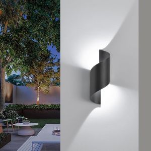 Led Applique Murale Int&eacute;rieur/Ext&eacute;rieur,10w 6000k Blanc Froid Lampe Murale,Moderne Up Down Luminaire Murale, Spirale Aluminium &Eacute;clairage Mural Etanche Ip65 Pour Bar Couloir Entr&eacute;e Jardin,Noir - Neuf