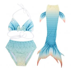 Maillot De Bain Trois Pieces Pour Enfants, Ensemble Bikini Queue De Poisson (140) - Neuf