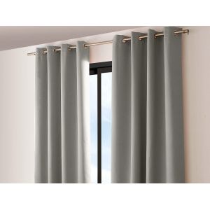 Eryi-Rideau Occultant Avec ?illets Argentés, Gris, Grande Hauteur, 140x280cm, 100% Polyester, Tissu Certifié Oeko-Tex, Collection Réglisse - Neuf
