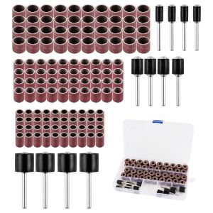 132 Pièces Kit De Ponçage Professionnel|120 Bandes Abrasives + 12 Mandrins Tambour Pour Dremel Outils Rotatifs|Grain 60-240 Pour Bois,Métal & Plastique|Boîte De Stockage Offerte - Neuf
