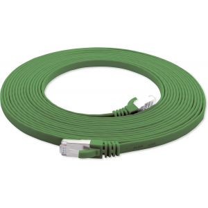 0,25 M - Vert 1 Pièce Câble Réseau Plat Cat7 Câble Brut Cat 7 Câble Ruban Gigabit Lan (10 Gbit/S) Câble D'Installation Câble De Raccordement Plat Mince Prise Rj 45 Cat6A[CAB9165825] - Neuf