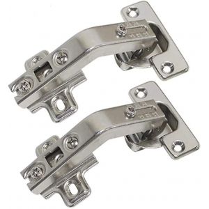 Charni&egrave;re de porte d'armoire en fer nickel&eacute;, angle d'ouverture de 135 degr&eacute;s - Neuf