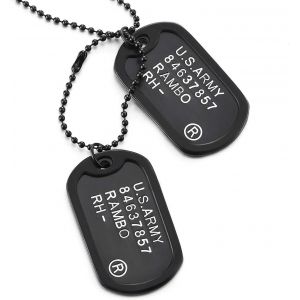 Kal-Classique Deux Pi&egrave;ces Militaire Arm&eacute;e Dogtag Avec Silicone - Pendentif Collier Homme - Avec 70cm Cha&icirc;ne De Boule - Neuf