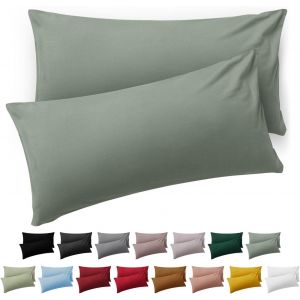 Tianyi-Taie Oreiller 40x60 Lot De 2 - Housse De Coussin Microfibre - Taies D'oreillers Avec Fermeture &Eacute;clair, Certifi&eacute;e Oeko-Tex, Extra Douce Et Lavable - Vert D'&eacute;t&eacute; - Neuf