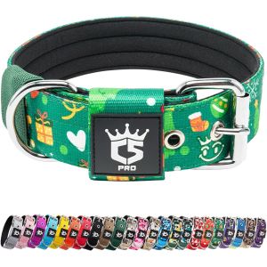 Jgd-Collier Tactique Pour Chien Avec Boucle En M&eacute;tal, Collier R&eacute;glable Pour Chien, Largeur 3,8 Cm, R&eacute;sistant Et Confortable Pour Les Chiens De Taille Moyenne &Agrave; Grande (Vert No&euml;l L) - Neuf