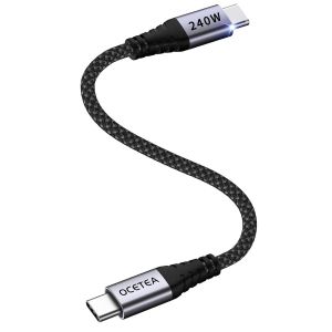 JGD-C&acirc;ble USB C vers USB C, court, 240 W, 30 cm, PD3.1, c&acirc;ble de charge rapide USBC vers USBC, compatible avec iPhone 16 15 Pro Max, MacBook Pro Air, iPad Pro Air, Galaxy S24 S23, Pixel - Neuf