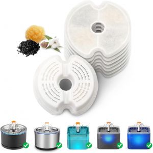 Kalanka-Lot De 8 Filtres Pour Fontaine &Agrave; Fleurs De Chat De 2,5 L - Convient Pour Les Fontaines En Acier Inoxydable Pour Chat/Chien - Filtre Triple Filtre - Neuf