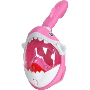 Masque De Plongée Rose Pour Enfants, Masque De Plongée Requin Avec Tuba, Anti-Buée, Anti-Fuite, Panorama À 180°, Système De Respiration Facile - Neuf