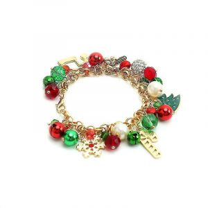 1pc Noël Jingle Bell Bracelet Coloré Noël Arbre Flocons De Neige,Perles Charm Bracelet Cadeau - Neuf
