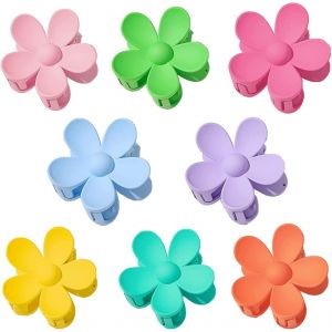 8 Pieces Matte Flower Hair Clips Strong Hold For Medium Thick Hair, Large Non-Slip Hair Accessories For Women And Girls (Bright Color) - Neuf
