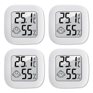 Thermomètre Hygromètre Intérieur, 4 pièces Mini Thermomètre Digital à Haute Précision Moniteur Température et Humidité Portable -50 ¿70 ¿ pour Vestiaire/entrepôt/Chambre de bébé/Salon - Neuf
