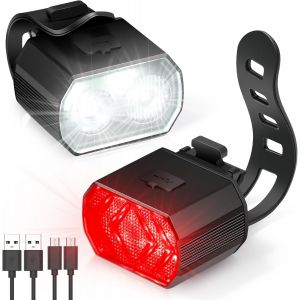 Subzonal-Lumiere Velo Avant Et Arriere, Lampe Velo Led Rechargeable Par Usb Ipx6, 6 Modes D'&eacute;clairage, Lumi&egrave;re Velo Convient Aux V&eacute;los De Montagne Et Aux Bicyclettes - Neuf