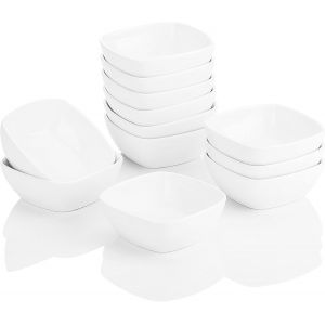 Jexnovashop-S&eacute;rie Ramekin Dish, 12pcs Bols &Agrave; Sauce En Porcelaine, 170ml Bols &Agrave; Tapas Et Sauces, Coupelle &Agrave; Trempette Sauce Pour Tapas, Trempette, Sushi, Confiture, 10 X 10 X 3.7cm, Blanc - Neuf