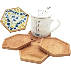 Lot De 4 Dessous De Verre En Mosaïque De Bambou-Plateaux De Base Vierges Pour Travaux Manuels,Fournitures De Mosaïque,Dessous De Verre Pour Plantes,Assiettes - Neuf