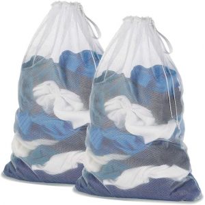 Sacs de blanchisserie - Blanchisserie Filets de Protéger la Lessive dans la Machine à Laver - Blanc (2 Pièces), Blanc, 2 Pièces - Neuf