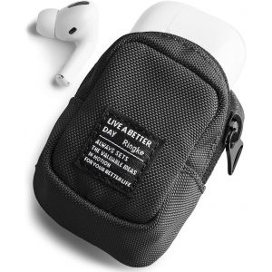 LORANKA-Mini Pochette Coque AirPods Pro 2, AirPods Pro, AirPods 3, AirPods, Samsung Galaxy Buds 2 Pro, Buds Pro, Buds 2 Mini Pouch Accessoires Pochette &Eacute;couteurs - Block (Black) - Neuf