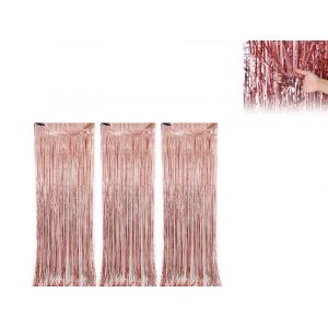 Lot De 3 Rideaux &Agrave; Franges En Or Rose De 2 M Pour D&eacute;coration De F&ecirc;te - Neuf