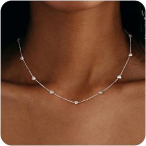 Kal-Collier Femme Or Plaqué Or 18k Chaine/C?ur/Boule/Disque/Perle Collier Ras Du Cou Fine Chaîne Or/Argent Bijoux Femme - Neuf
