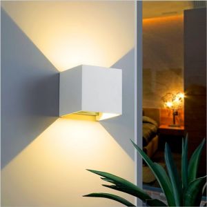 6w Led Blanc Intérieur Extérieur Mur De La Lumière 1 Pack Moderne 3000k Blanc Chaud Ip65 Imperméable Carré En Aluminium Angle Réglable Facile D'installation - Neuf
