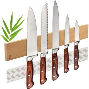 Oayew-Porte Couteaux Aimant&eacute; - 40cm - Support Magn&eacute;tique En Bambou Pour Couteaux Adh&eacute;sif Pour Un Montage Mural &Agrave; Forte Adh&eacute;rence Pour Les Outils Ou Pour Les Clefs - Neuf