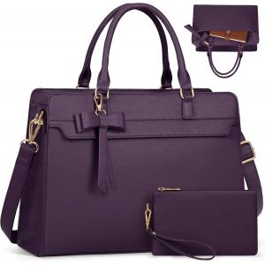 KALANKA-Sac Cabas Femme Sac a Main Grande Capacit&eacute; PU Cuir Sac Ordinateur Portable 15,6 Pouces Imperm&eacute;able Sac de Cours 2 Pi&egrave;ces pour Voyage Affaires Travail Violet - Neuf